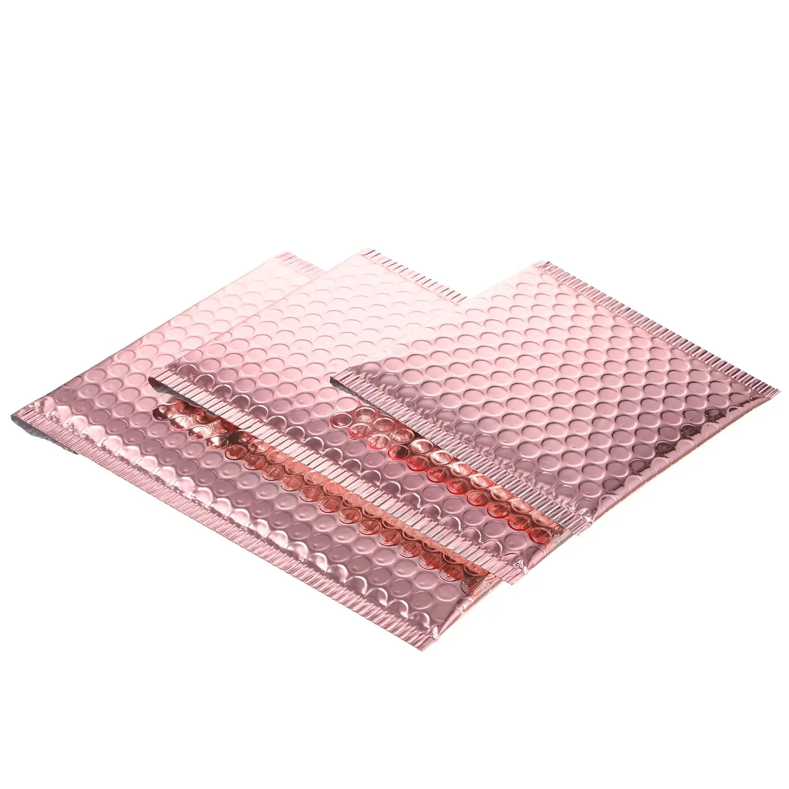 Metallic Bubble Envelope Bags Customized Printed Rose Gold Metallic Foil Padded Packaging Bubble Mailer