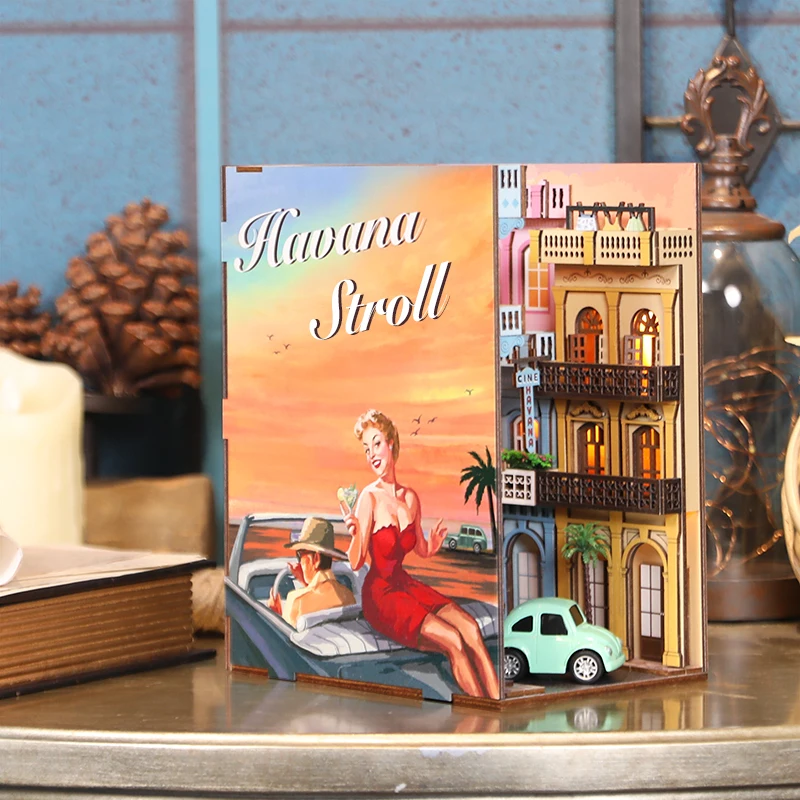 Havana Stroll Diy Diorama 3d Puzzle Wood Craft Book Nook Christmas Gift For Girls