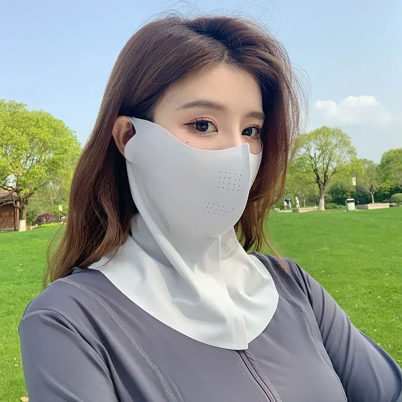Summer sunblock mask female non-trace three-dimensional neck UV protection eye protection Angle mesh breathable ice silk mask