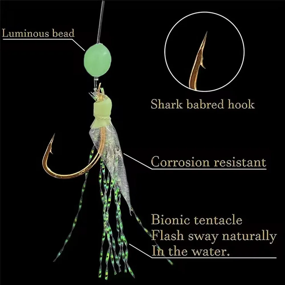 Alpha Full hook size  Fishing Sabiki Rig with Real Fish Skin