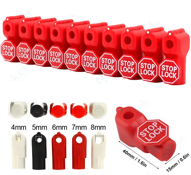 500 PCS EAS Security Single Hook Stop Lock 5 PCS Magnetic Key Retail Store Anti-theft Plastic Stop Lock with the Word STOP LOCK
