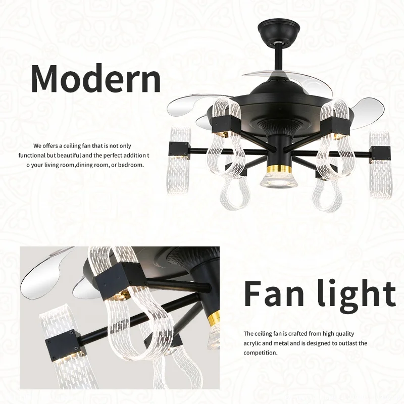 Роскошные 42 дюймов fandelier потолочный вентилятор со светодиодной подсветкой с пультом дистанционного управления