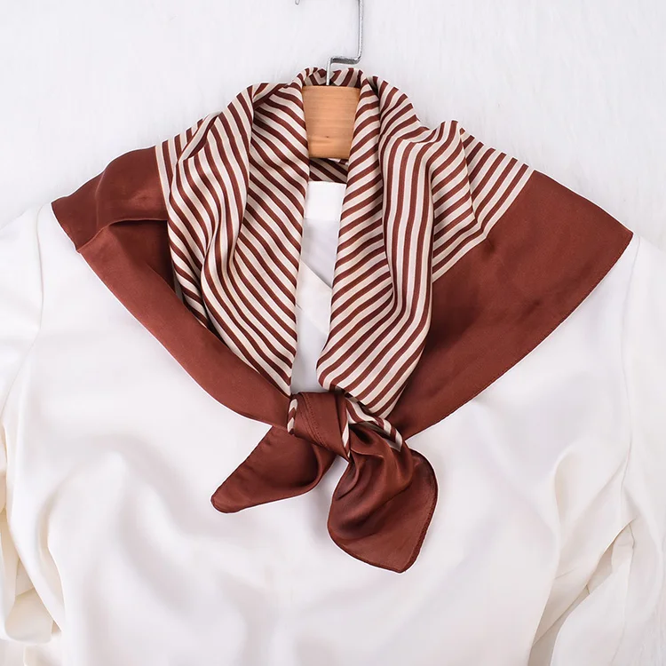 Wholesale Custom Square 70*70 Scarves Satin Hair Silk Head Edge Scarf Solid Printed Square Silk Scarf