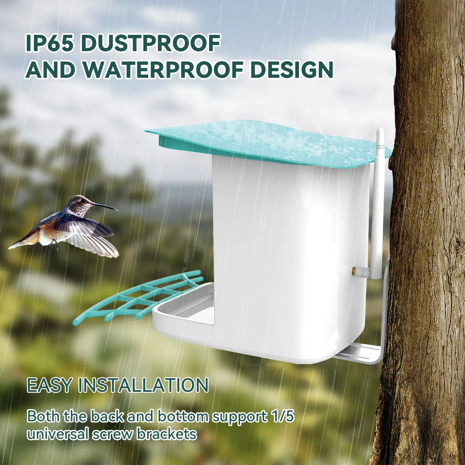 IP65 SOC Outdoor Wildlife Bird Feeder AI Recognition Bird Species Smart Bird Feeder Plastic Bowls Automatic Feeders & Waterers