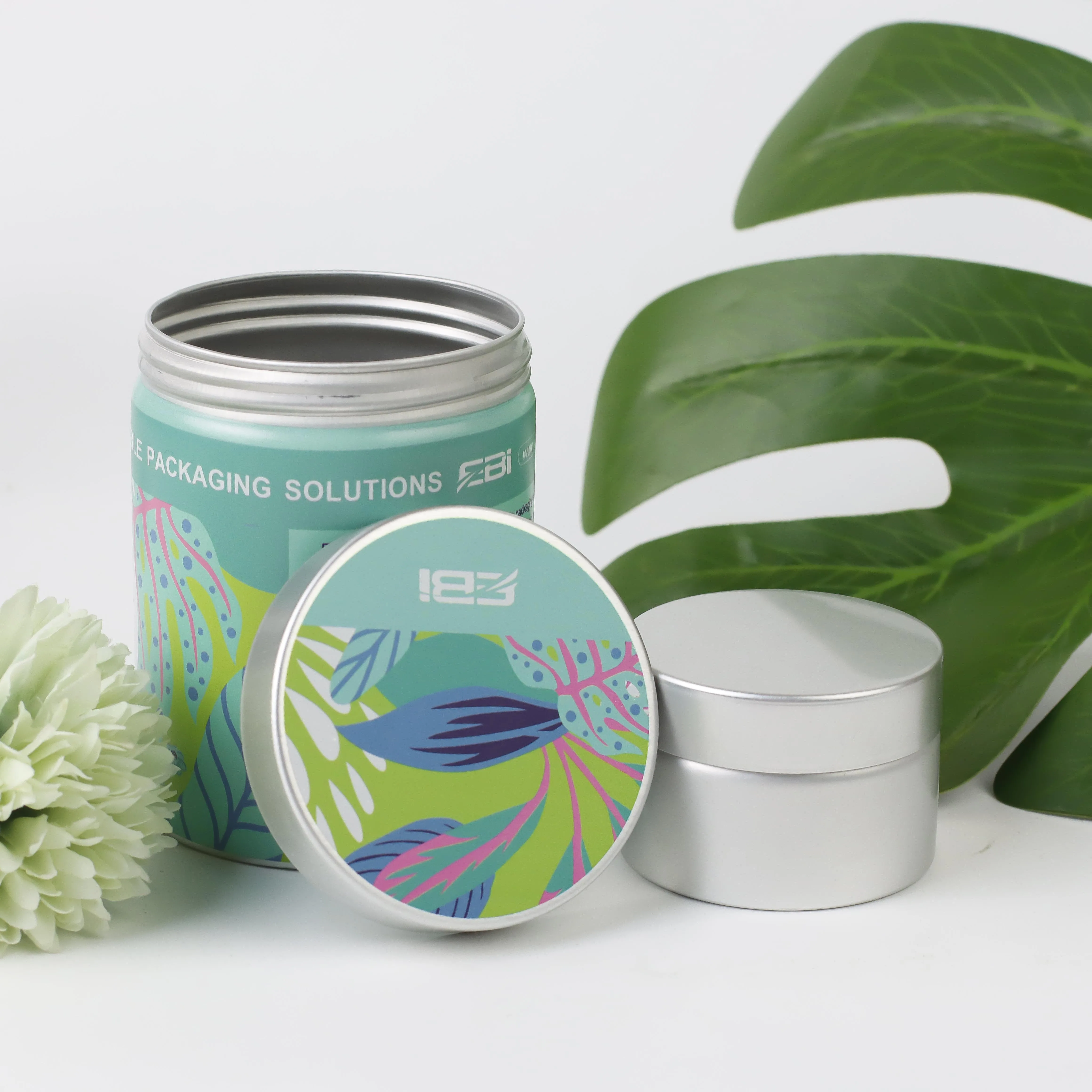 Stylish empty aluminum packaging metal tin for hand salve with double cover