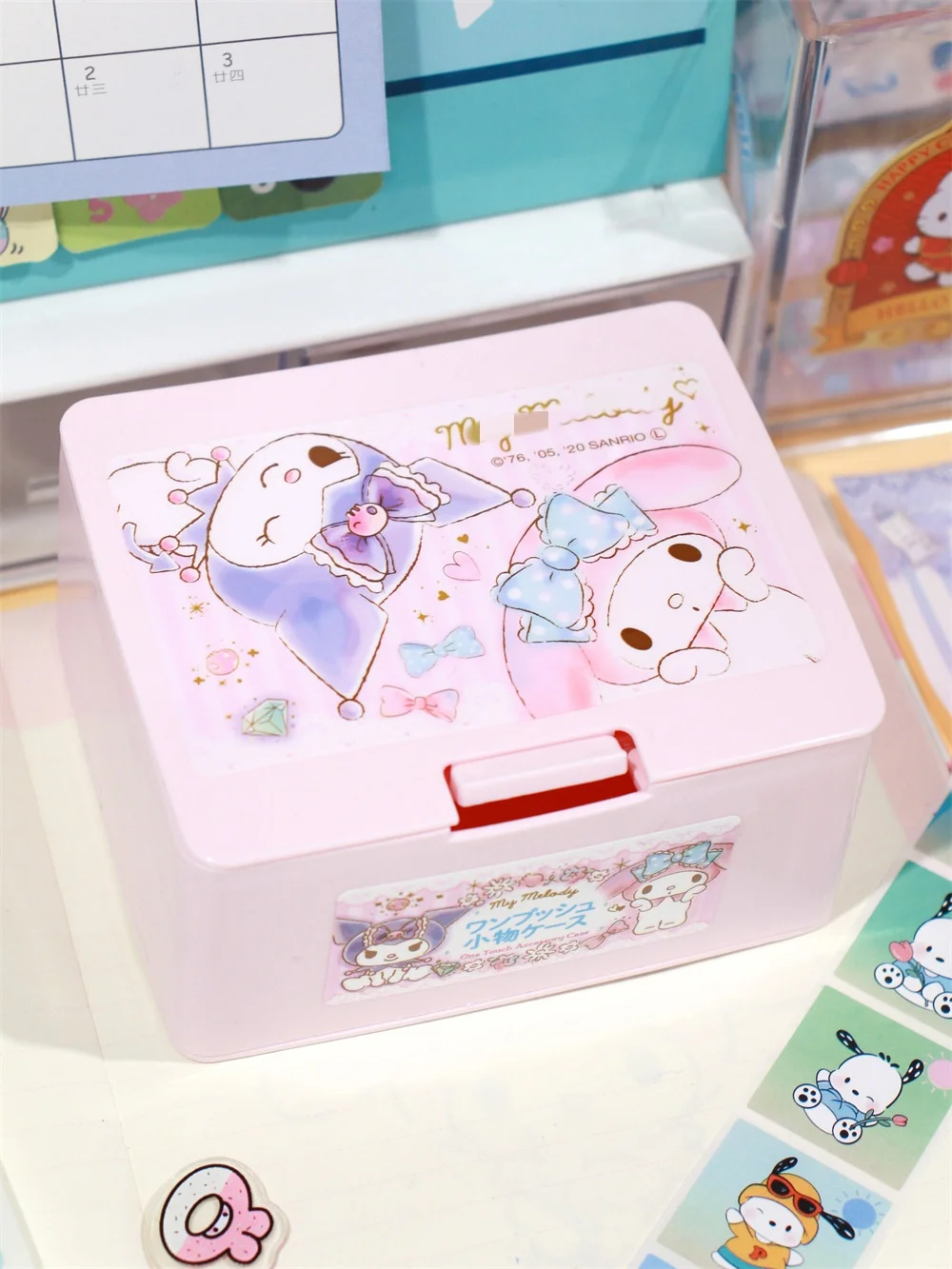 Botu Hot kawaii Case Girl kitty anime kitty melody Desktop Cotton Swab Cotton Pad Stationery Organizer Makeup Storage Box
