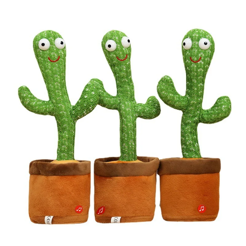 Hot Sale Cute Dancing Cactus Toy OEM Talking Singing Repeating Electric Cactus Soft Toy with LED Lighting