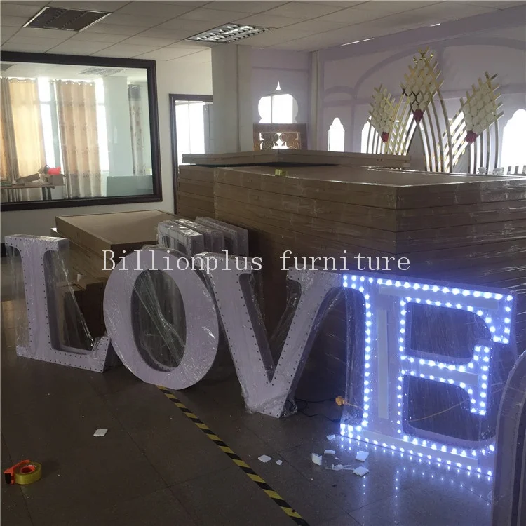 factory custom rechargeable led light marquee signs table love wedding table