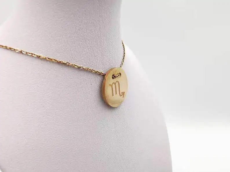 Gold Zodiac Pendants Necklace Aries Taurus Gemini Cancer Leo Virgo Libra Scorpio Aquarius Pisces Astrology symbols