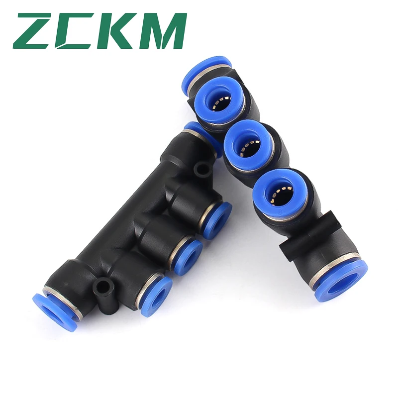 PK Series Pneumatic Straight Push Connectors 5 Way Plastic Quick Release Connectors Air Line Fittings