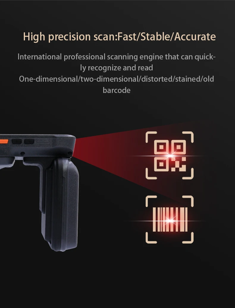 Android 13 5.5inch RFID UHF Reader Industrial Handheld PDA Rugged POS terminal with Barcode Scanner