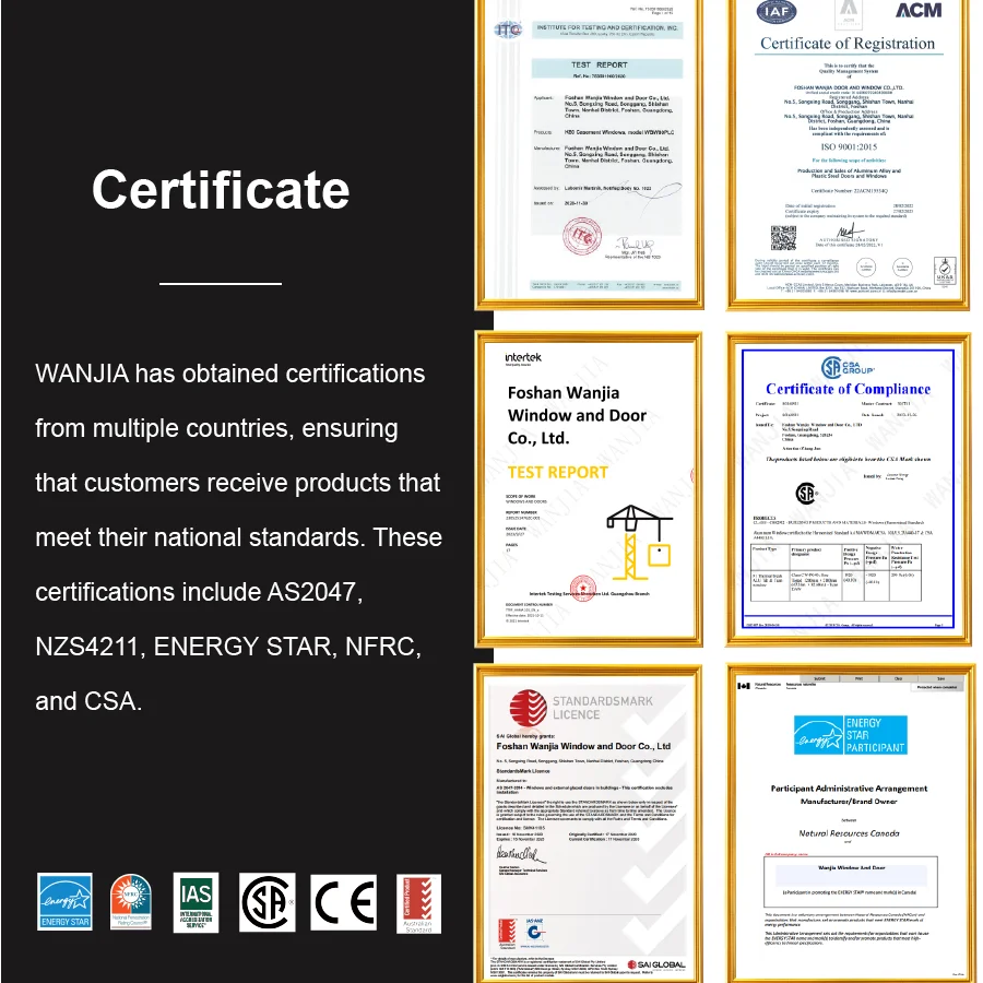 WANJIA Exterior Patio Sliding Glass Door Aluminum Automatic Sliding Door Aluminium Door