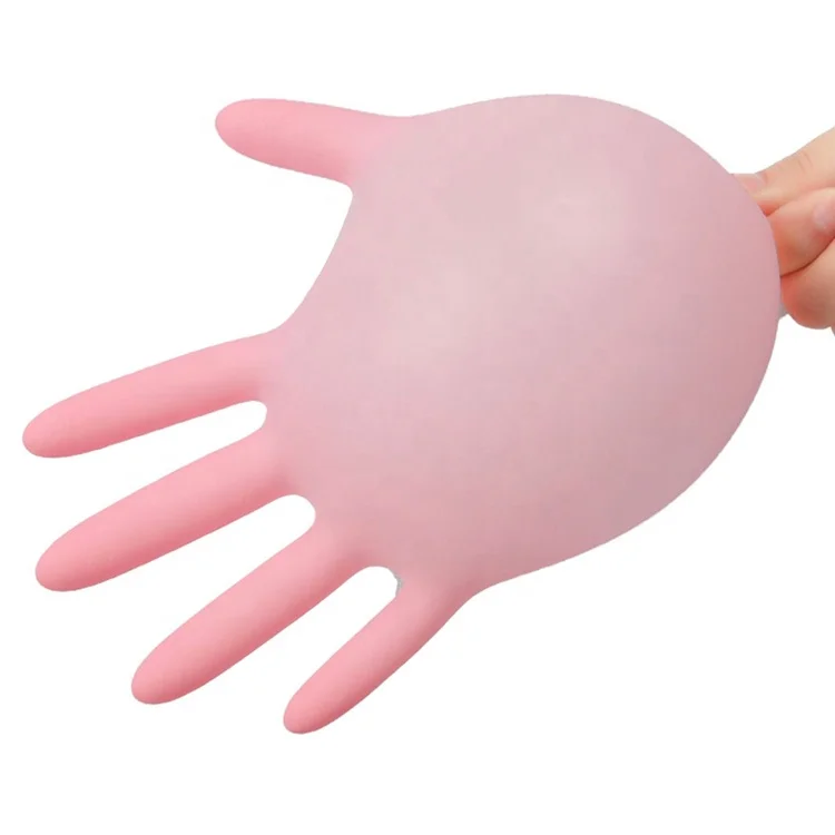 Disposable Pink Nitrile Gloves Examination Powder Free Gloves
