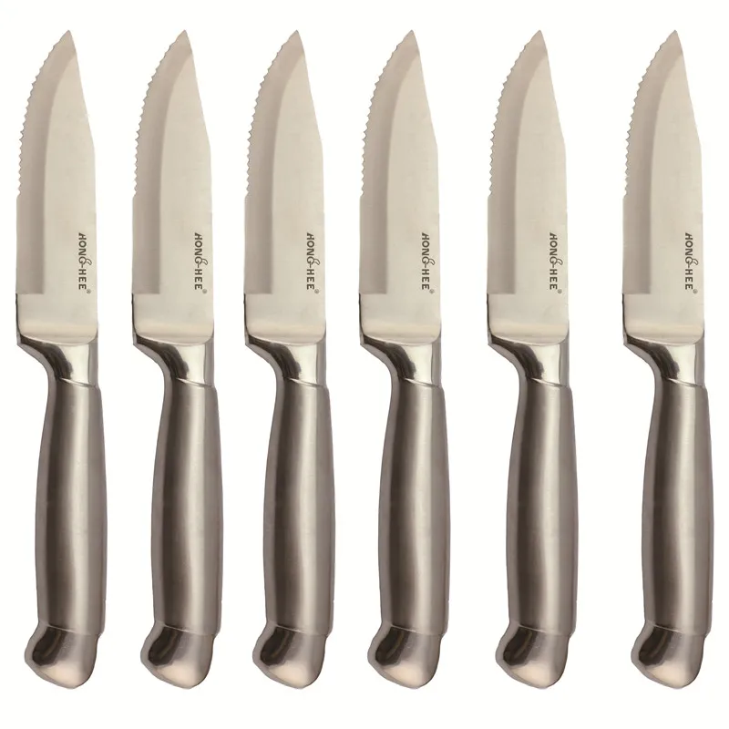 
hand made Stainless Steel kitchen knives steak knife set buy steak knives set of 6 with 430 ABS handle 