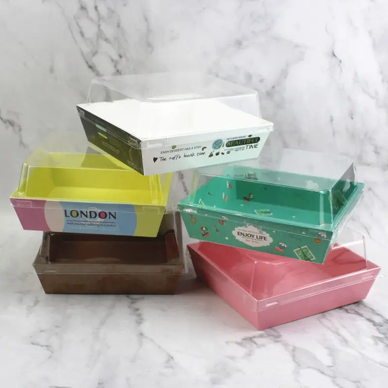 Wholesale Custom Logo Donut Dessert Puff Biodegradable Packaging Box Bakery Sushi Cake Paper Packaging Fast Food Delivery Box