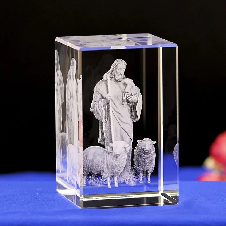 Honor of crystal K9 Crystal Religions Souvenir Cubes 3d Laser Engraving Crystal Jesus For Business Favor