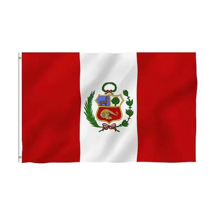 Custom High Quality Per  Peru Peruvian Flag Double Sided Polyester Digital Print Advertising Banner