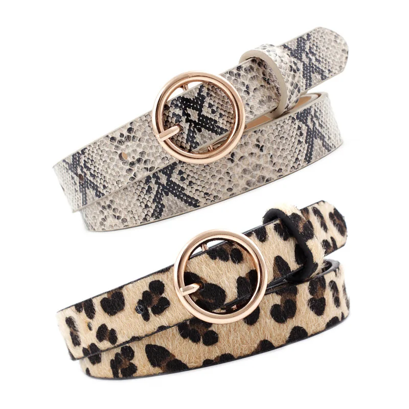 High Quality Round Buckle Jeans Belt Fashion Leopard Zebra Print Serpentine Waistband Leisure All-match Body Shaping Ladies Belt
