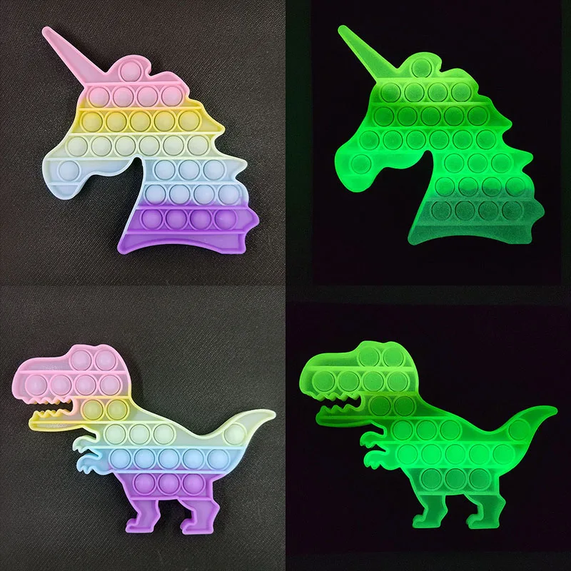 Glow In The Dark Fidget Sensory Toys Silicone Stress Reliever Kids Push Toys Pack Kit Fun Pop Fidget Toys Set