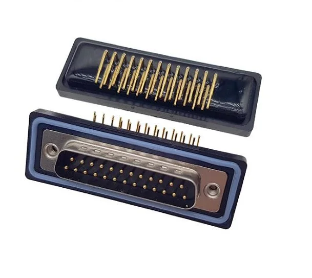 Lycn 9pin 15pin 25pin 37pin IP67 PCB Right Angle Type Male Female Dual Row Waterproof DR D-sub Connector Gold Plated Machine Pin