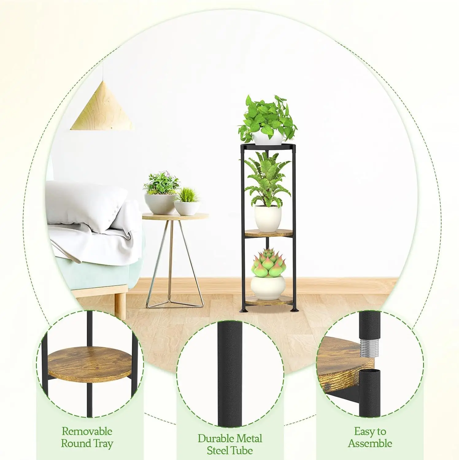 3 Tier Plant Stand Rack Multiple Flower Pot Holder Shelf Indoor Outdoor Planter Display Shelving Unit for Patio Garden Corner