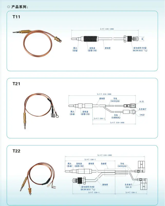 Jali gas sensor thermocouple T11 assemblies for gas burner