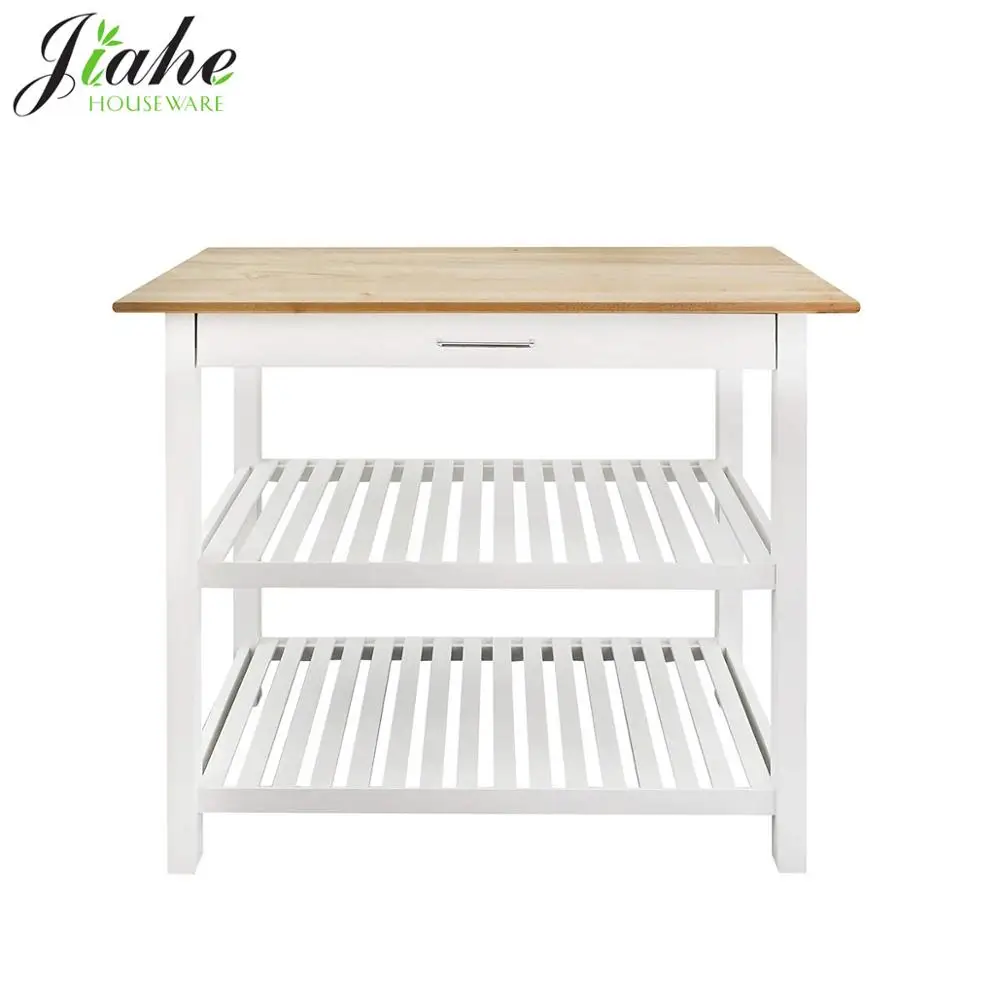 Экологичная Деревянная Кухонная Тележка на заказ, тележка для хранения продуктов с ящиком