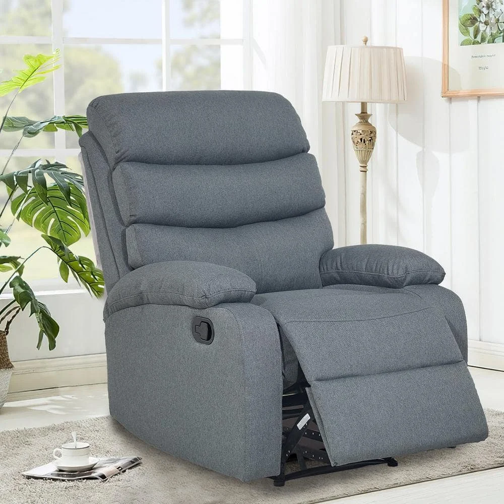 XIHAO 32 in Wide Light Gray Reclining Chair For Lazy Boy Or Girl Manual Recliner Seat Fabric Recliner Sofa 2022