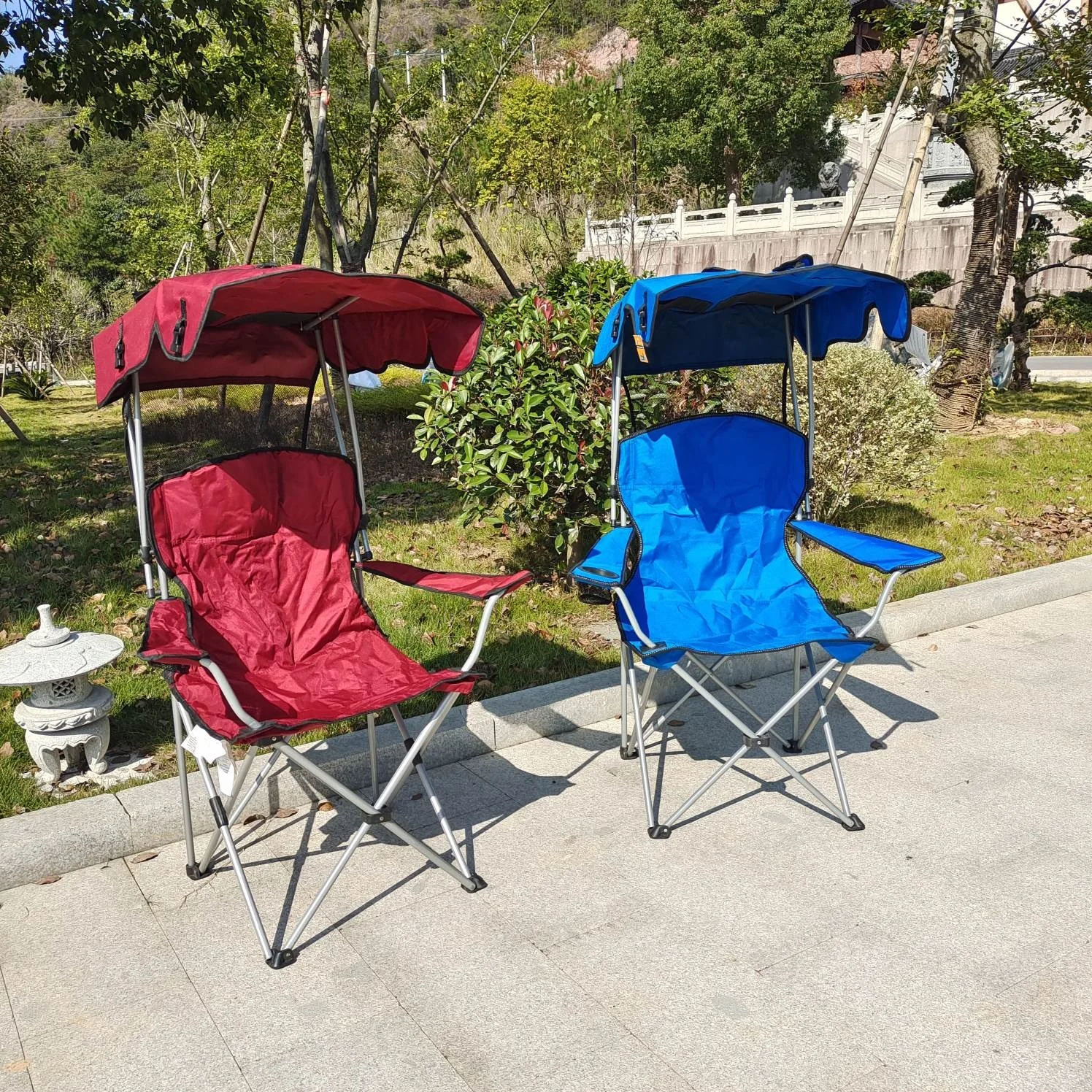 Polar Everest Outdoor Furniture Chair Camping Beach Accessories Products Portable Folding Fishing Chair with Cup Holder Sunshade