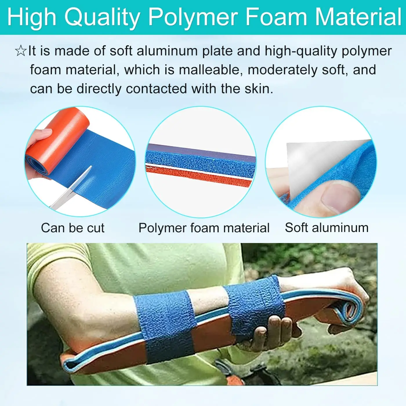 HKJD Lightweight Waterproof Moldable Splint Medical Roll Splint Emergency Aluminum Splint