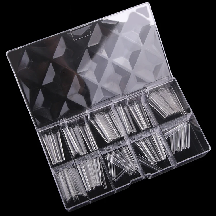 Short Medium extra Long c Curve Coffin Half Cover Nail Tips 500pcs Soft Gel Tips 0-11 Sizes for Nails Art Artificial Fingernails