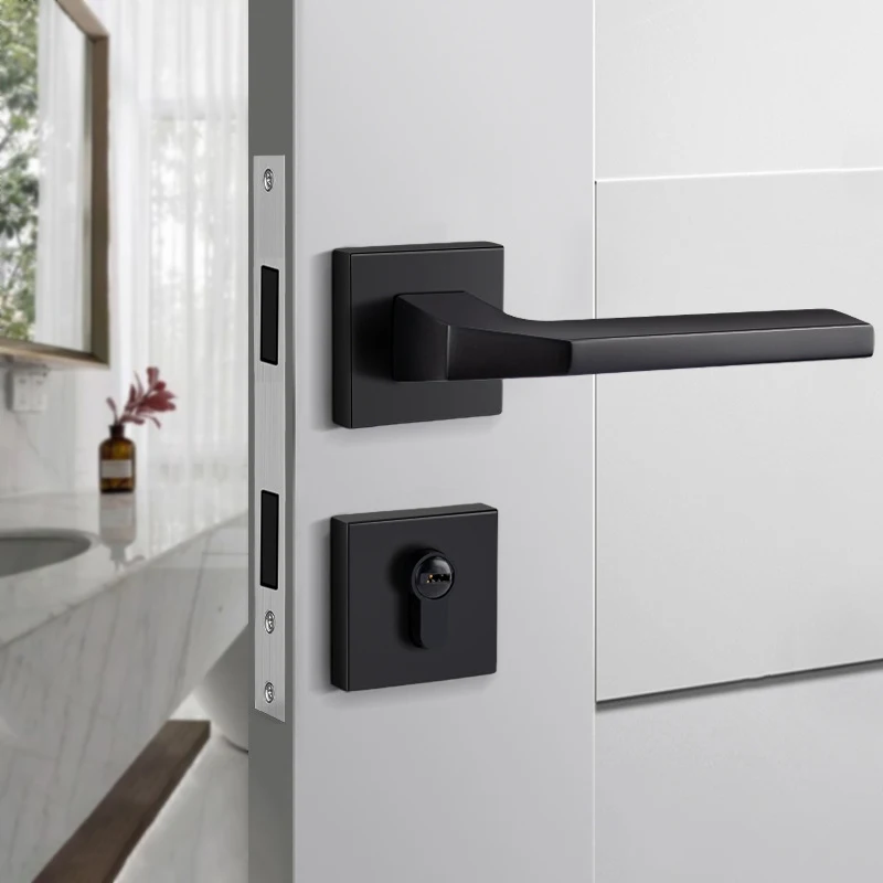 Rose Gold Mortise Door Handle Lock Set Modern Zinc Alloy Bedroom Privacy Entrance Door Lever Handle for Interior Doors