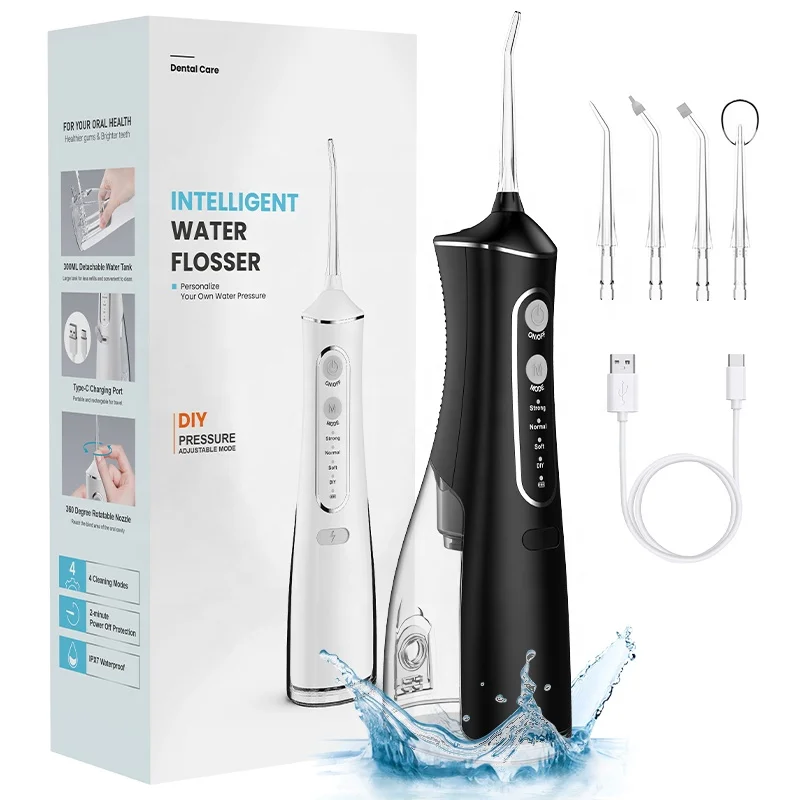 Waterfloss Best Quality 4 Modes Power Pressure Toothpick Black Custom Oem Cheap Implant Wireless Ipx7