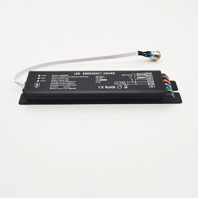 Waterproof test button and led indicator central emergency driver 230v