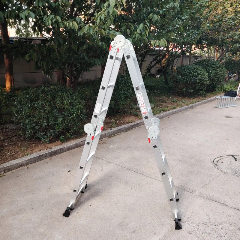 En131 3.45m 4X3step Folding Roof Ladder Aluminium with Big Joint Multiposition Ladder Accessory