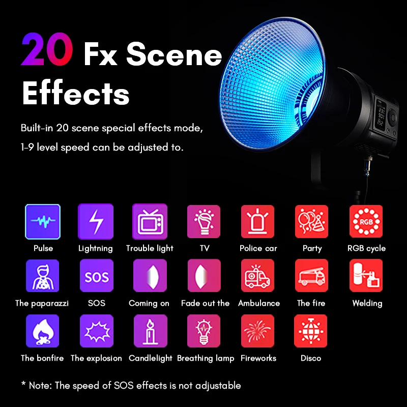 TOLIFO SK-135VR Studio Video Light 135W Bowens mount LED RGB Photography Lighting with Storage Bag for TikTok YouTube live