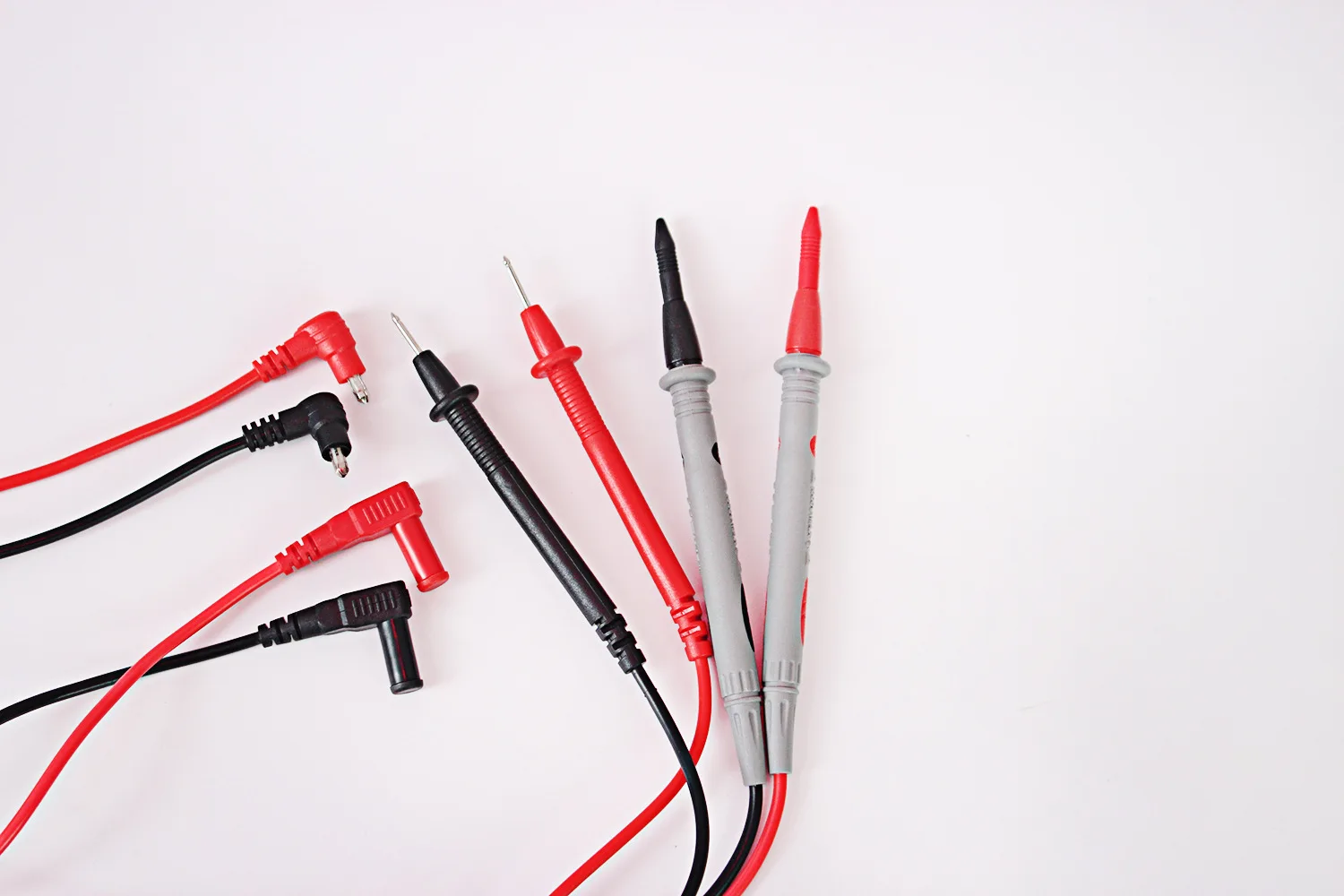 1 Pair Digital Multimeter Probe Soft-silicone-wire Needle-tip Universal Test Leads with Alligator Clip for LED Tester