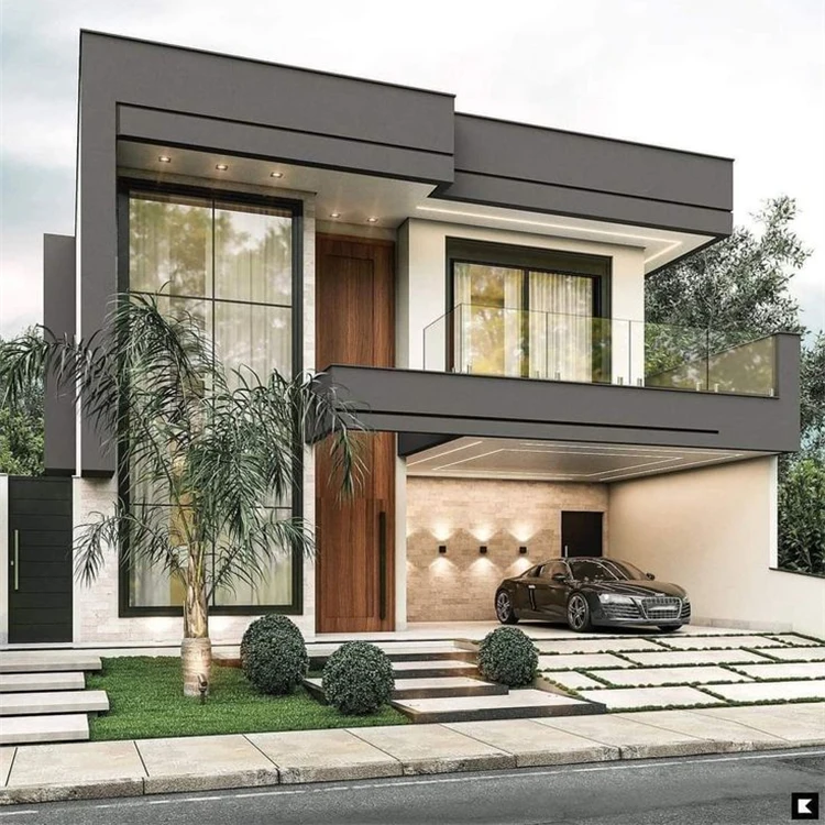 Modern wooden log houses prefabricated wood houses 2 storey villa luxury
