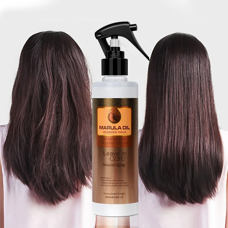 Free Samples Private Label Shine Silky Hair Care Nourishing Marula Oil Leave-in Spray for Dry Frizzy Hair
