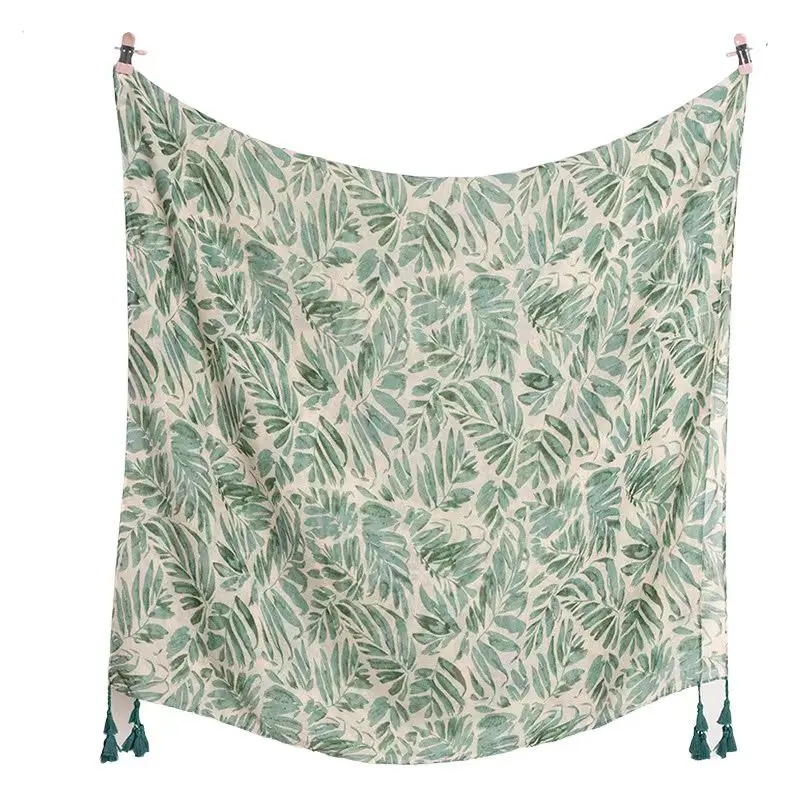 Manufacturer Girls Shawl Summer Stylish Sunscreen Scarves Viscose Floral Printed Scarf