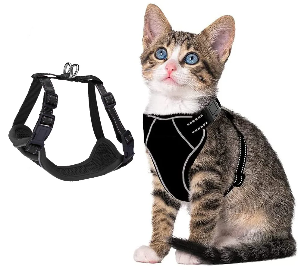 Factory 2-1 Set Reflective Vest Cat Harness and Adjustable Kitten Leash for Walking for Small and Adult Cats