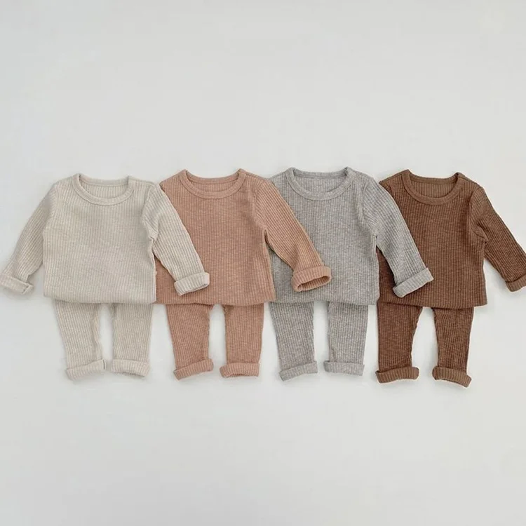 Baby Autumn Thick Pit Stripe Elastic Comfortable Home Furnishing Set for Boys and Girls Baby Pajamas Bottom Set for Autumn