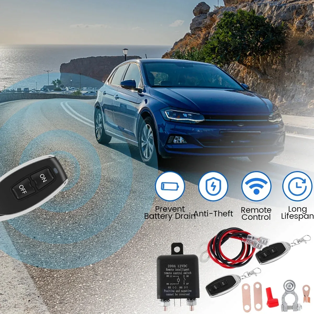 4 Pin Wireless Relay Car Automotive 12V 120A 200A  Car Kill Switch Anti-Theft with For Automotive Car Truck Motor Boat