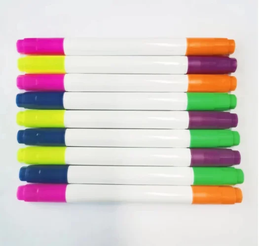 Wholesale Mini Twin Color Dual Tips LED Marker Pen Double Headed Washable Water Color Marker Pen for Promotion