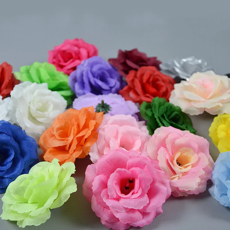 Wholesale artificial rose flowers bulk wedding hair accessories rose flower decor wall landscape green plant silk cloth flowers