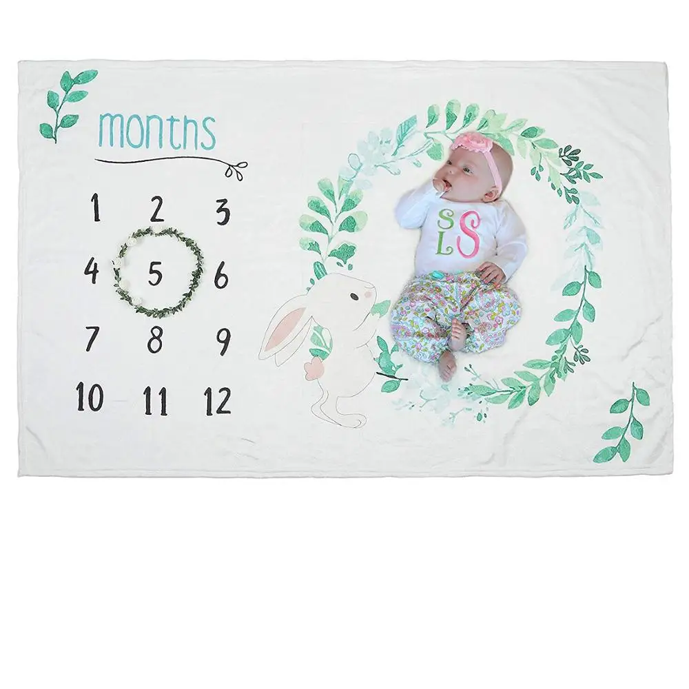 Large Premium Flannel Plush Fleece Blankets Baby Monthly Milestone Blanket Photography Background for Baby Boys Girls