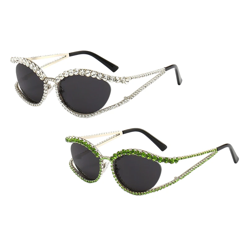 FF1050 2023 Trendy Metal Diamond Frame Sun Glasses Bling Bling Rhinestone Glasses Women Men Retro Oval Sunglasses