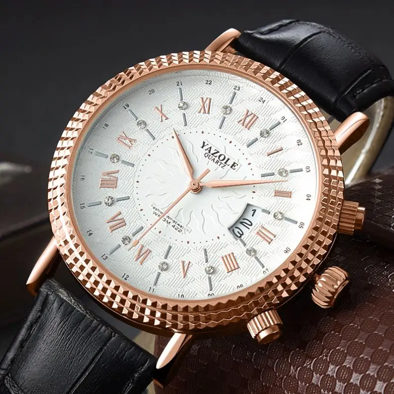 yazole  422 classic China gents quartz watch nice PU leather band Waterproof analog display Ultra thin Casual wristwatch