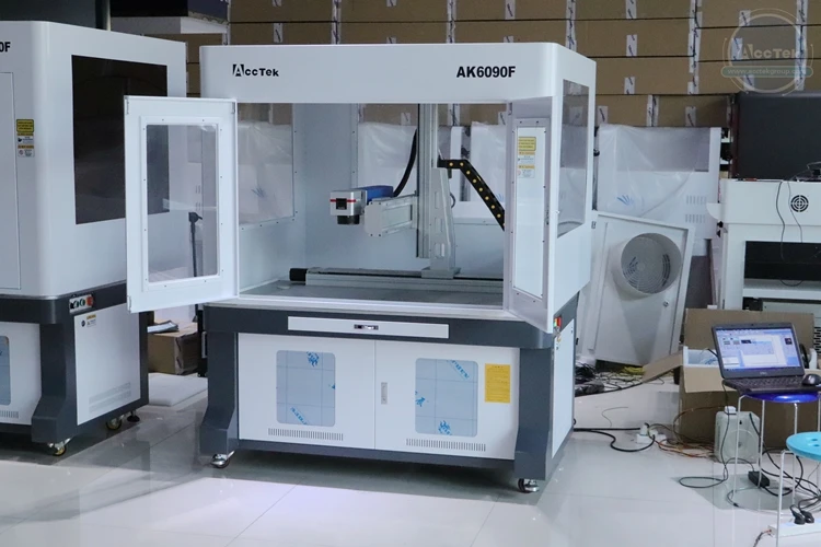 automatic laser marking machine 50w mini laser marking machine engrave metal sheet AK6090F