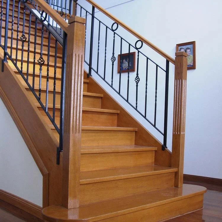 VIKO Indoor Solid Wood Wrought Iron Railing Stairs